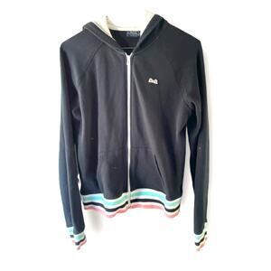 Le Tigre Black zippered hoodie Sz L - EUC